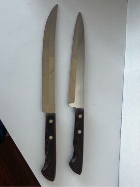 EKCO Flint Stainless Vanadium USA Chef Knife Wood Handle Knife 2 Lot